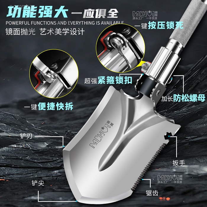 J36 stainless steel aluminum handle folding camping shovel for outdoor,car,Survival J99 Portable Folding Shovel Multi Purpose Steel Spade Multifunction Tactical Shovel Outdoor for Camping Traveling